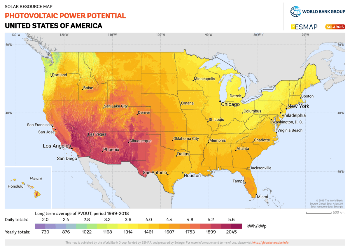 Solar PV resource map for the continental U.S.